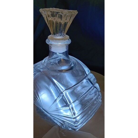 Vintage Art Deco Clear Glass Decanter With Stopper 7 3/4" - Picture 11 of 13